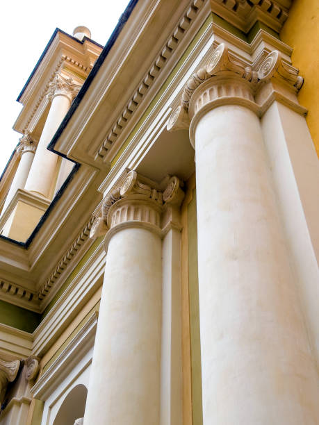 istock Architectural columns from historic building exterior in old town Menton 2181378162