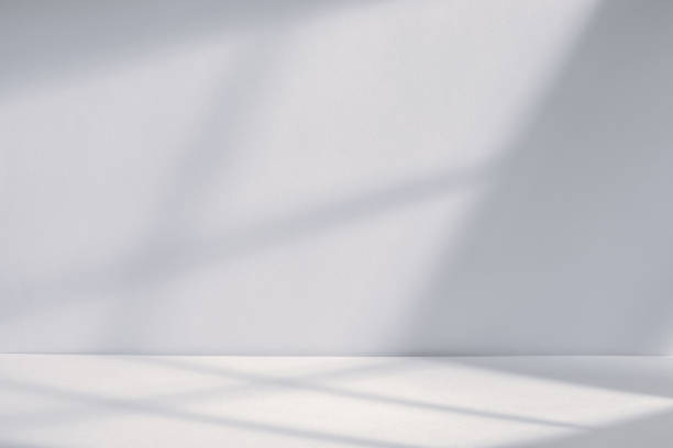 istock Bright, abstract shadows on minimalistic background with white wall and floor in well-lit space 2181379593
