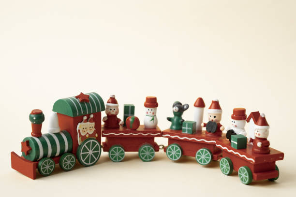 istock A Christmas card, a red holiday train. a place to copy 2181380801