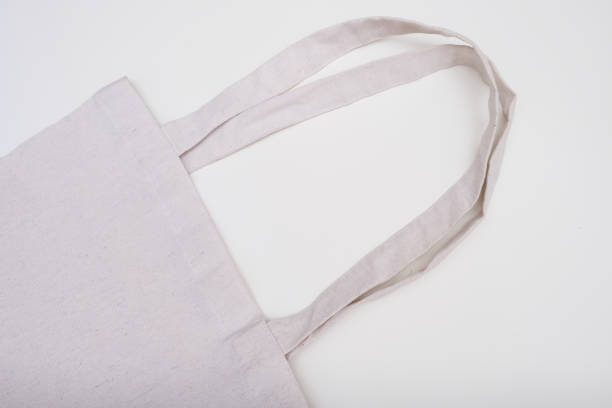istock Close up of a white tote bag with a handle on a white surface 2181384360