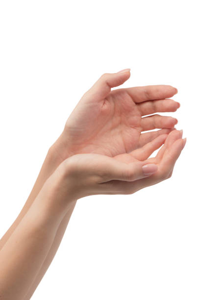 istock Woman hands with nude manicure isolated on a white background. 2181388973