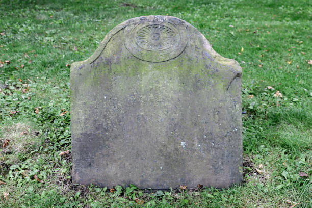 istock Very old grave marker closeup. 2181395764