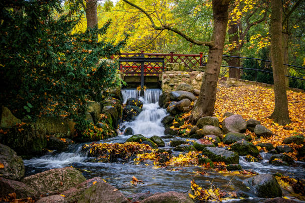 istock Waterfall in the beautiful autumn garden 2181396782