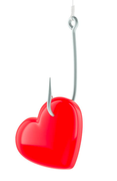 istock Red heart on the fishing hook, 3D rendering 2181396832