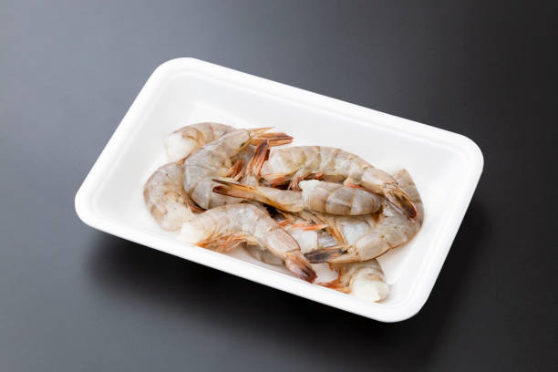 creative raw shrimps photography with fresh vegetables