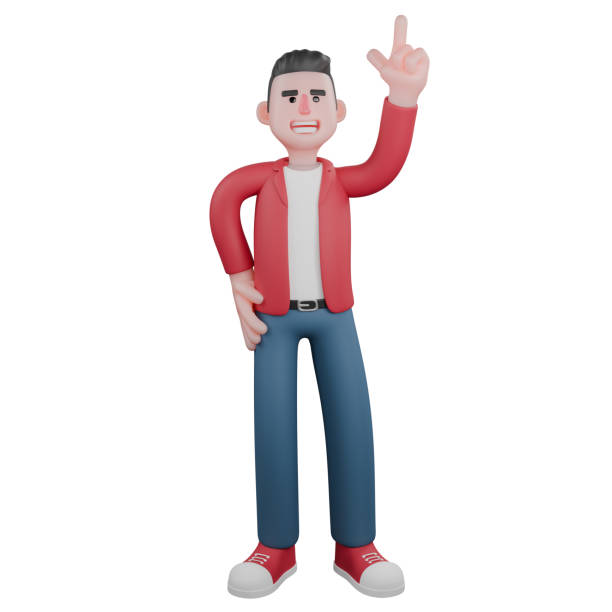 istock Singing Star 3D Model. A male singer is standing with his left hand raised up while giving a finger gun symbol while his right hand is on his waist. Entertainment Star. 2181433080