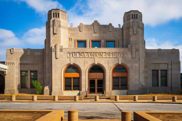 Tulsa City Union Station Depot Tulsa City Union Station Depot in downtown historic district, Oklahoma, USA tulsa landmark stock pictures, royalty-free photos & images