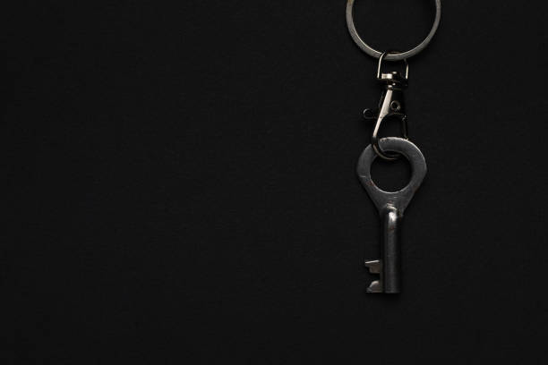 Minimalist Metal Key on Dark Background for Security and Simplicity Themes