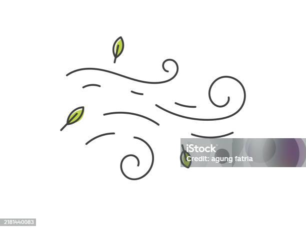 Wind Motion Illustration Leaf Falling Air Blow Design Element Stock ...