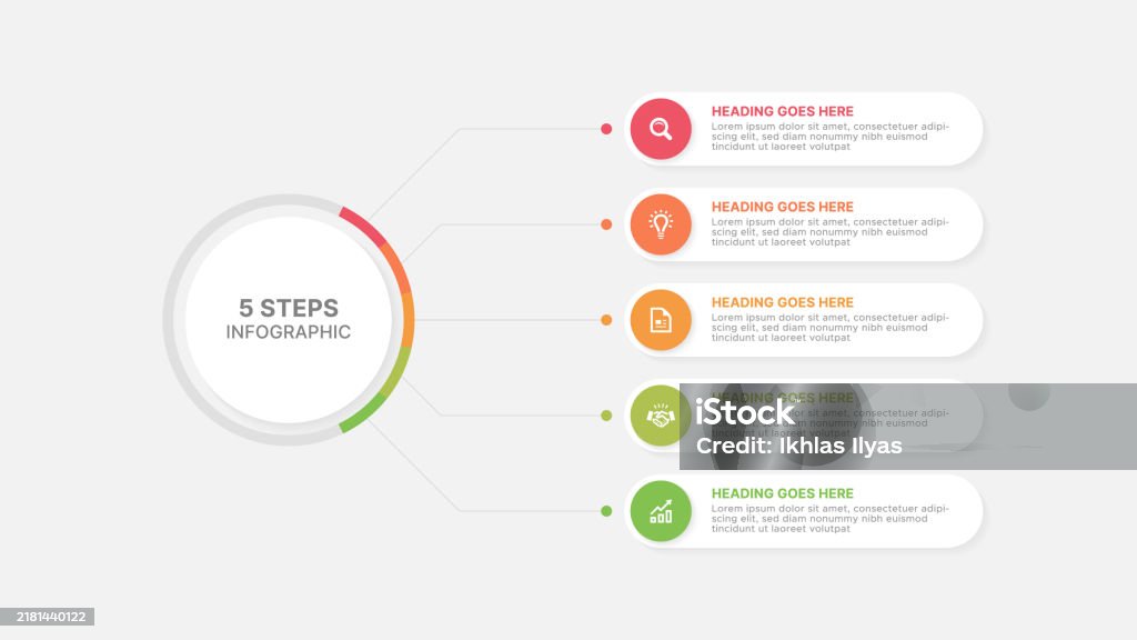 5 Data Point Graph Modern Circular Round Infographic Design Template With 5 Data Points ...