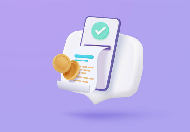 istock 3D bill icon with clock alarm notice for promotion payment transaction. Business invoice order expenses idea for accounting in store concept. 3d receipt list icon vector render illustration 2181442710