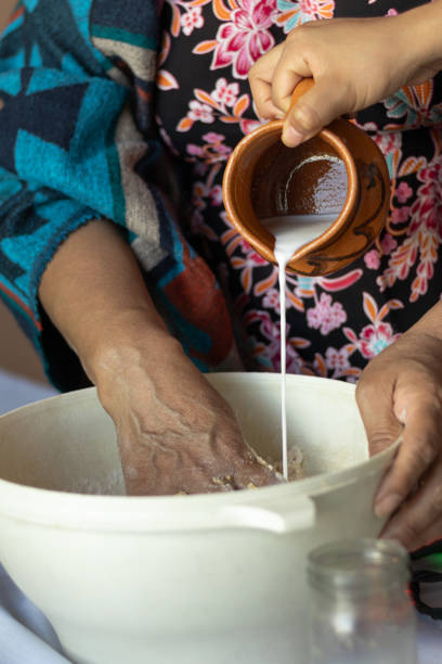 istock Woman pouring milk into dough for baking at home 2181451988