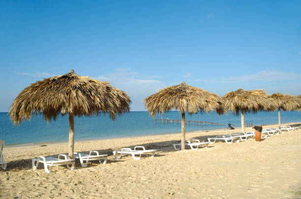 A small beach in front of the sea in Cuba.
