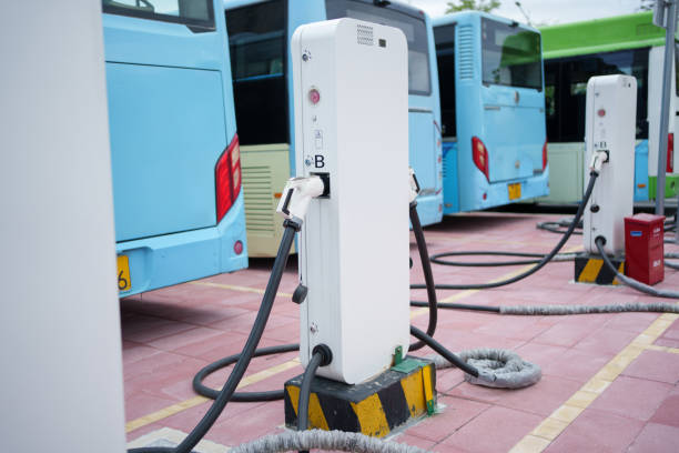 istock Public transport bus charging station 2181454738