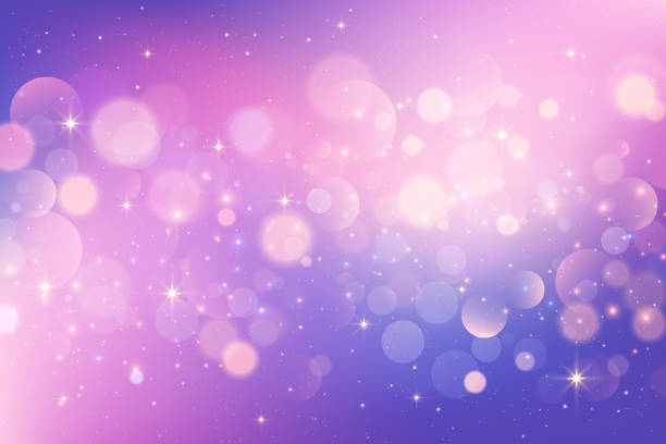 istock Purple and pink unicorn background with stars and bokeh. Magic cute gradient sky with glitter. Abstract vector space with soft light. Soft ombre gradation wallpaper 2181455051