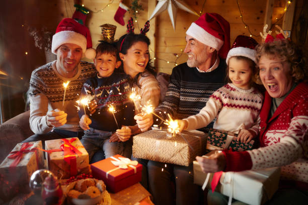 istock Happy multi-generation family celebrating Christmas at home. 2181455448