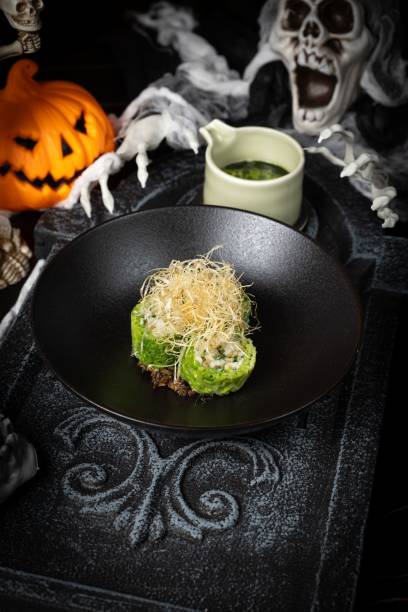 istock Halloween-themed spooky dish with festive decor. 2181458355