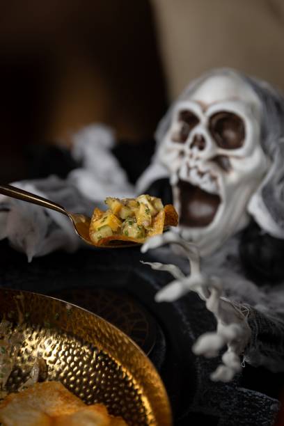 istock Spooky Halloween-themed cheesy nachos. 2181458362