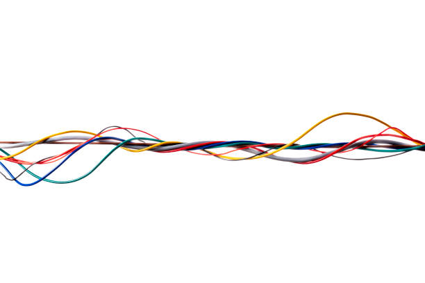 istock Twisted bundle of colorful electrical wires isolated on white 2181458788
