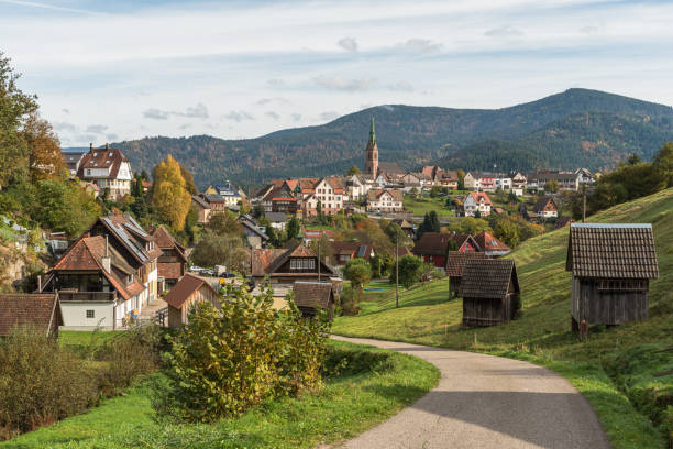 View of the town of Forbach in the Black Forest, Baden-Wuerttemberg, Germany