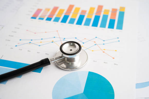 istock Stethoscope on spreadsheet and graph paper, Finance, Account, Statistics, Investment, Analytic research data economy and Business company concept. 2181463281