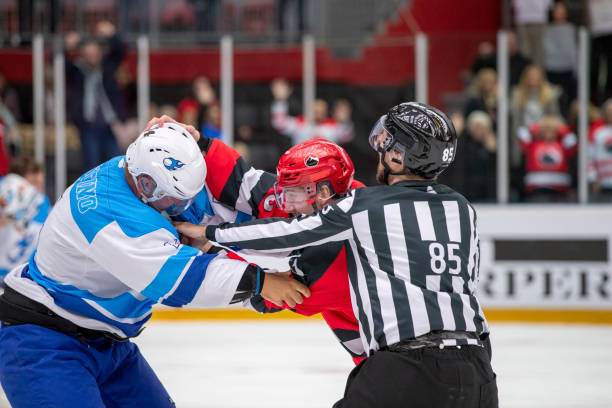 istock Ice Hockey Fight with Referee Intervention 2181463871