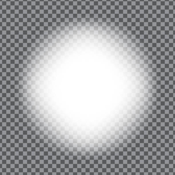 Transparent light spot. Faded bright center. White glow effect. Transparent background vector. Transparent light spot. Faded bright center. White glow effect. Transparent background vector. EPS 10. aura stock illustrations
