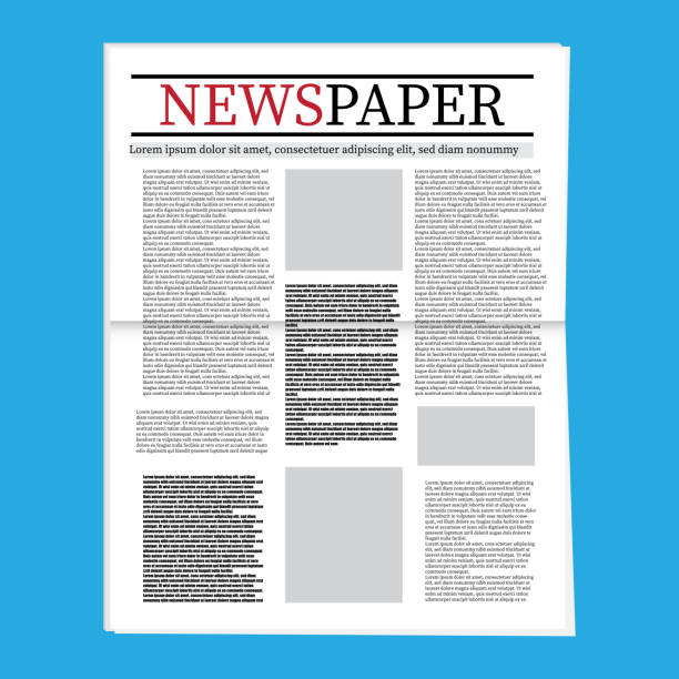 istock Newspaper icon. Headline news symbol. Page layout design. Blue background vector. 2181469370