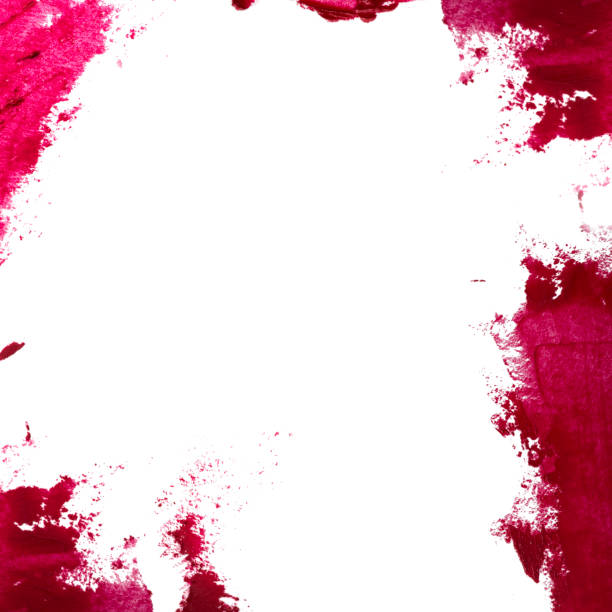 Smudged red color lipstick border on background