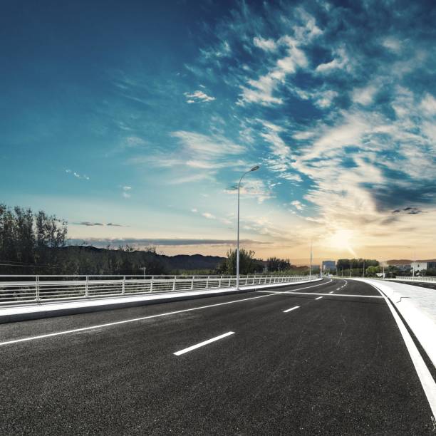 istock Empty asphalt road and beautiful sky at sunset 2181475802