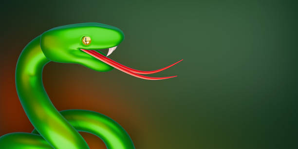 3D cute snake in virtual reality glasses. Concept of virtual reality. 3d rendering