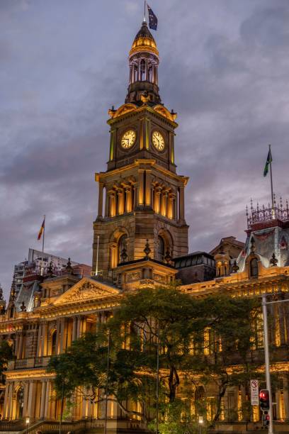 istock Sydney Town Hall illuminated at dusk. 2181481099