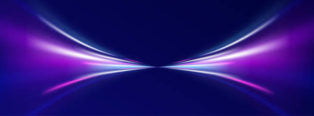istock Light arc in neon colors, in the form of a turn and a zigzag. Creative vector illustration of flying cosmic meteor, planetoid, comet, fireball isolated on transparent background. 2181481858
