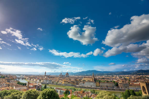 Florence, Italy - May 31, 2024: Panoramic View of Florence from the Hilltop Lookout.