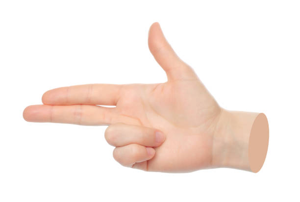 Hand shows virtual touching, isolated on a transparent background. Contemporary art