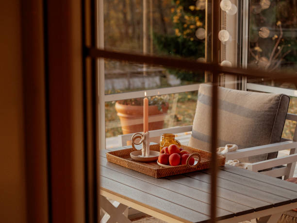 istock Autumn still life with apples and candles 2181483832