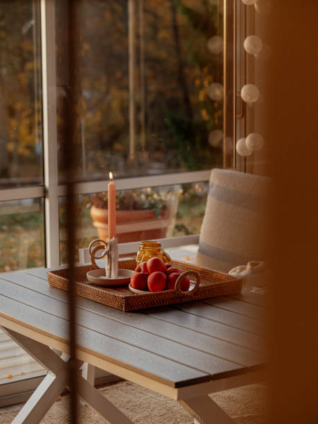 istock Autumn still life with apples and candles 2181483870