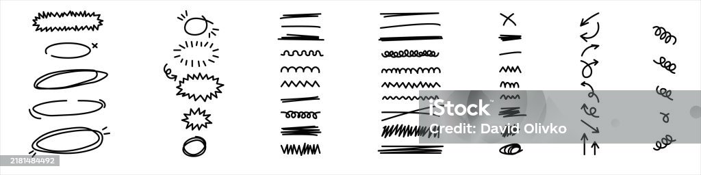 Emphasis Line Doodle Scribble Doodle Underline Emphasis Line Shape Set Hand Drawn Brush ...