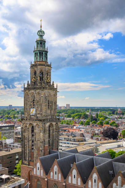 istock Martinitoren in Groningen city skyline panoramic view with a dramatic sky above 2181485442