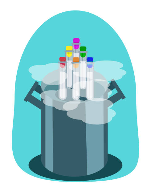 istock Open canister with test tubes with frozen eggs, sperm, embryos 2181486807