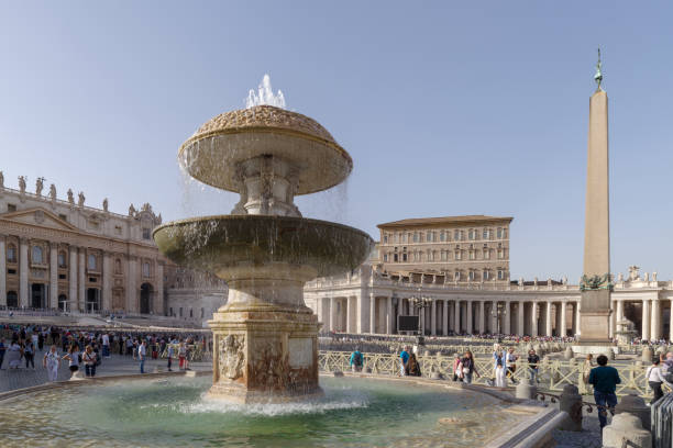 Old fountain in front of the Vatican, St Peter's Square, Rome, Italy