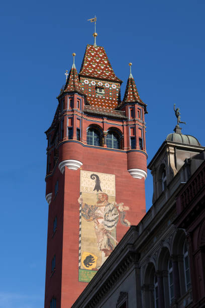 City Hall tower in Basel, Switzerland, Basel Town Hall (Rathaus Basel, Roothuus).