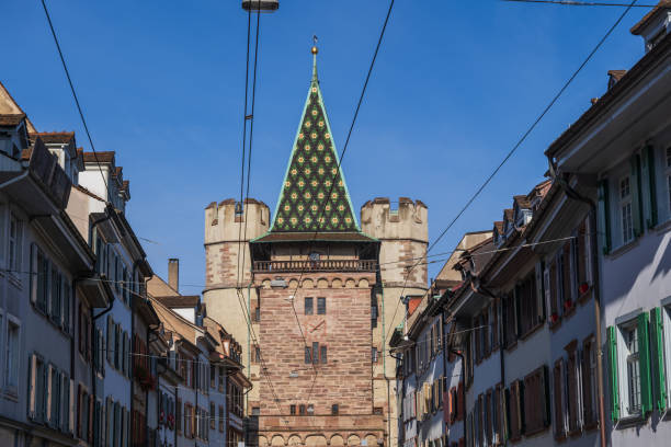 City of Basel in Switzerland, Spalentor - Gate of Spalen in the Old Town, landmark dating back to 1400.