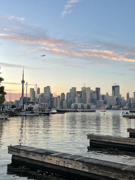 istock Toronto skyline at sunset, view from Toronto island 2181510236