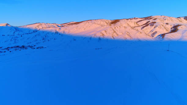 Aerial photography Of Snowy scenery,Winter,Xinjiang,China,Asia.
