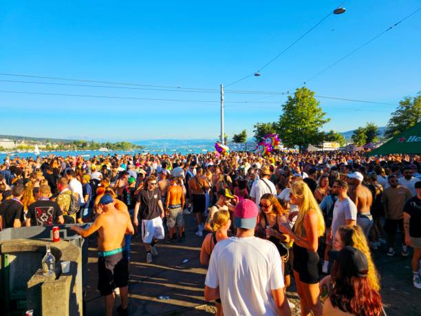 Ladysmith, Canada - May 11, 2024. The start of summer is kicked off with a sailpast event at Transfer Beach Park in Ladysmith, a town on Vancouver Island, British Columbia.