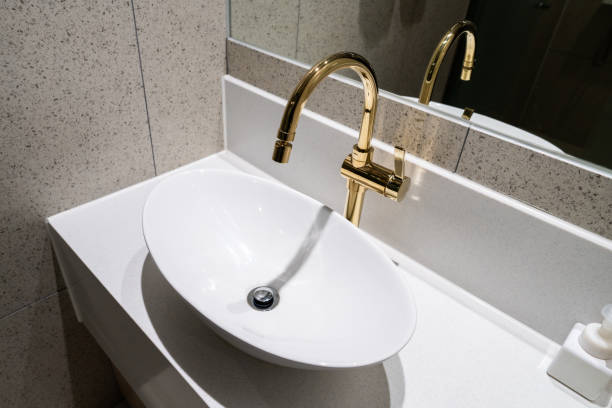 istock faucet and washbasin in the hotel bathroom 2181525355