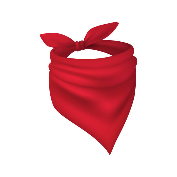 istock Red neck scarves, bandanas neckerchiefs and handkerchiefs isolated set. Vector realistic silk accessories, kerchieves of cowboy, western bandit, pirate or biker with different knots and drapery 2181529208