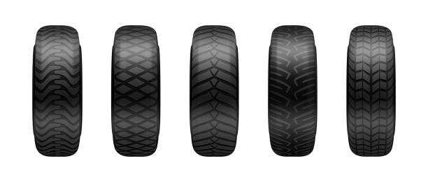 istock Car maintenance and equipment for vehicle. Vector isolated set of realistic rubber wheel tires for summer or winter. Transport automotive shop with assortment of quality products for auto 2181532589