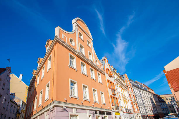 Old street in old Riga. The city is capital of Latvia that is well known to be a very popular tourism destination in the Baltic region